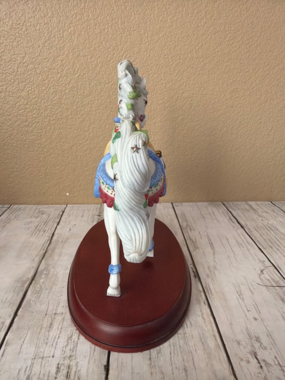 Lenox 2000 Porcelain Christmas Carousel Horse Figurine Penguins Saddle Wood Base - Picture 5 of 14